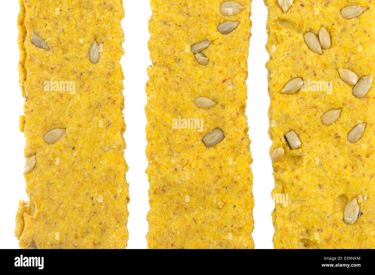 Crunchy oat thins  forming pattern on white Stock Photo