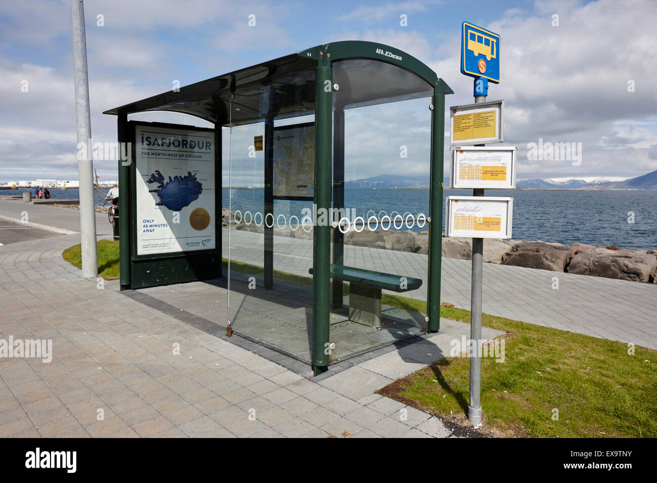 public bus shelter on saebraut reykjavik iceland Stock Photo