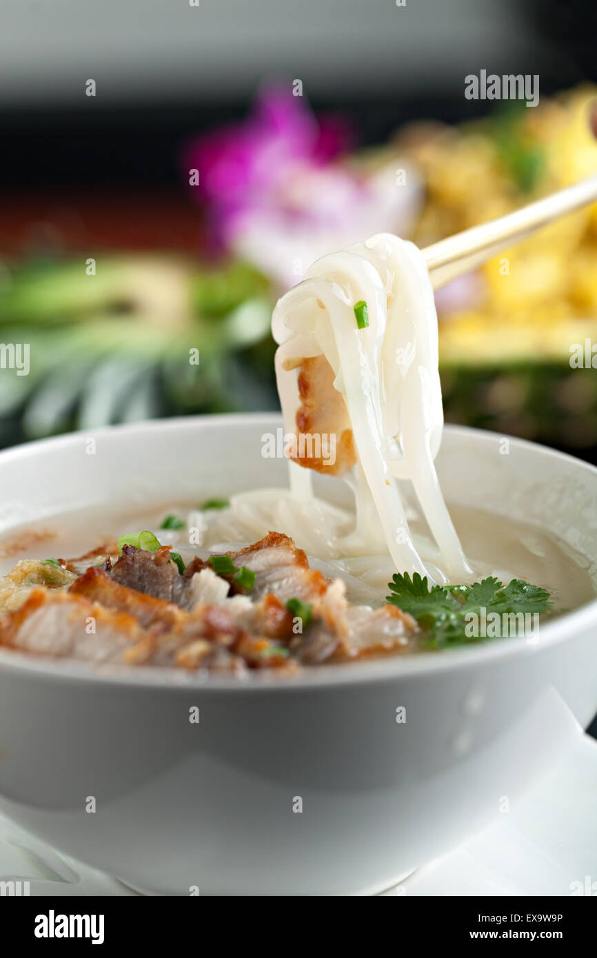 Thai Soup with Pork Stock Photo