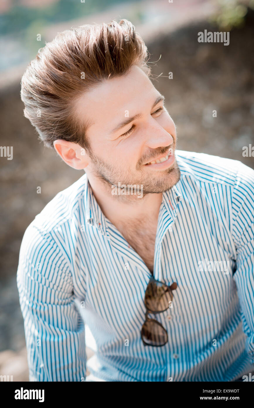 young handsome hipster modern man outdoor in summertime Stock Photo - Alamy