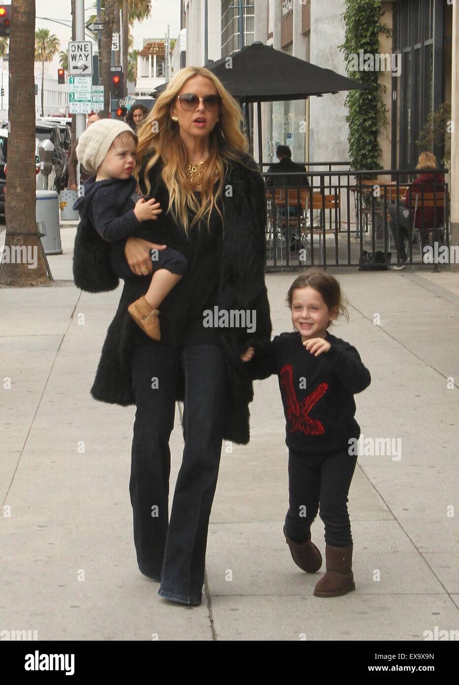 Rachel Zoe takes her sons Skyler and Kaius Berman out to lunch in Beverly  Hills. Skyler is excited to have his photo taken. Featuring: Rachel Zoe,  Skyler Berman, Kaius Berman Where: Los