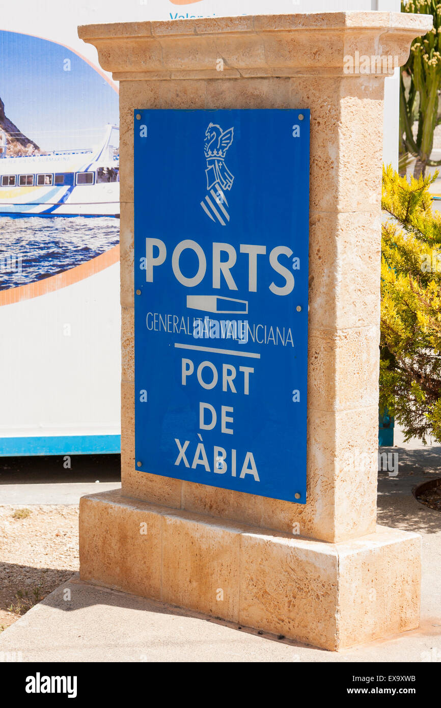 Xabia / Xavia Port sign Stock Photo Alamy