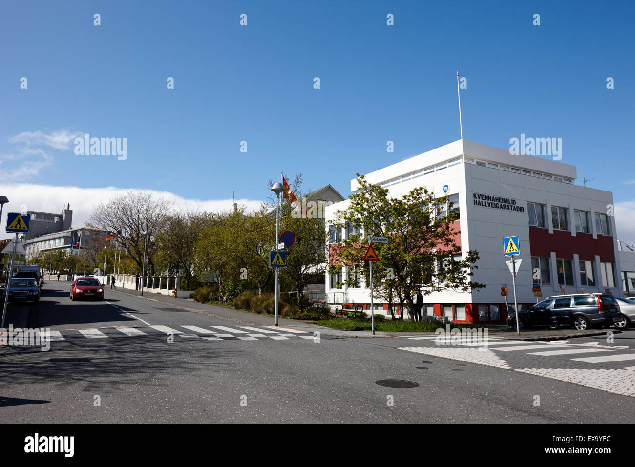 embassy district of tungata with womens rights building on the right in reykjavik iceland Stock Photo