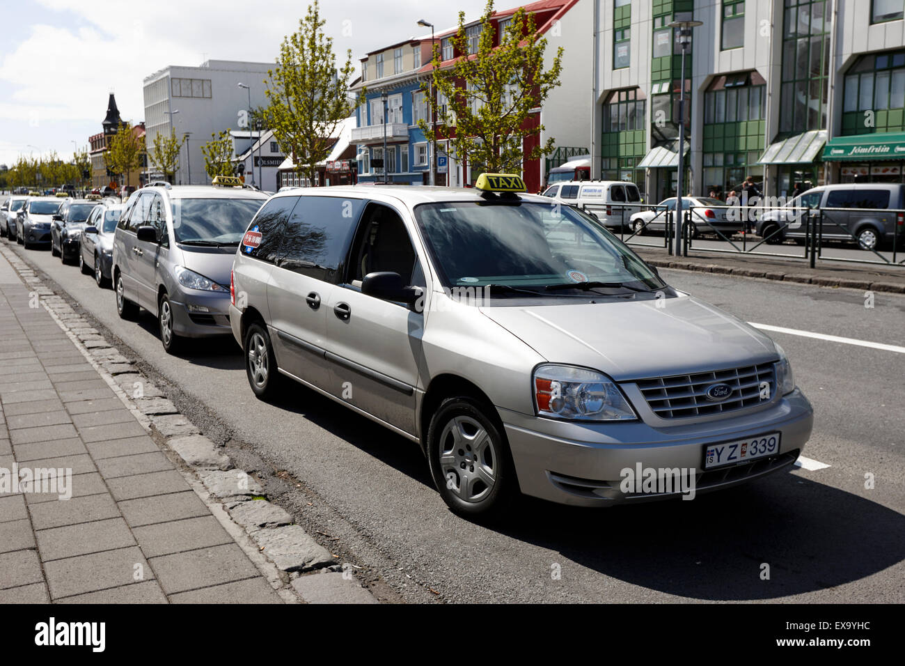 taxi rank in downtown reykjavik iceland Stock Photo