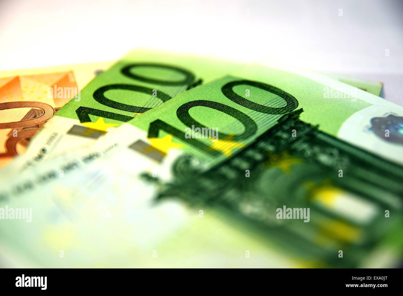 Close up of Various currency notes and coins from different countries ...