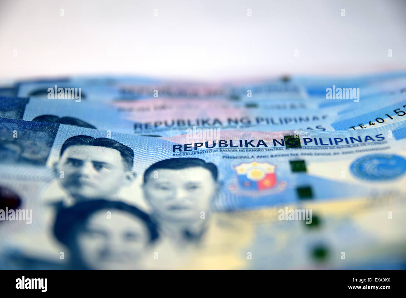 Close up of Various currency notes and coins from different countries ...
