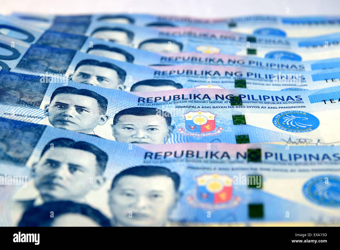 Close up of Various currency notes and coins from different countries ...