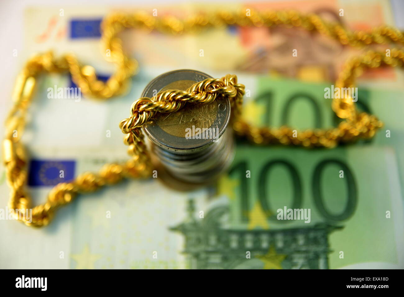Close up of Various currency notes and coins from different countries ...