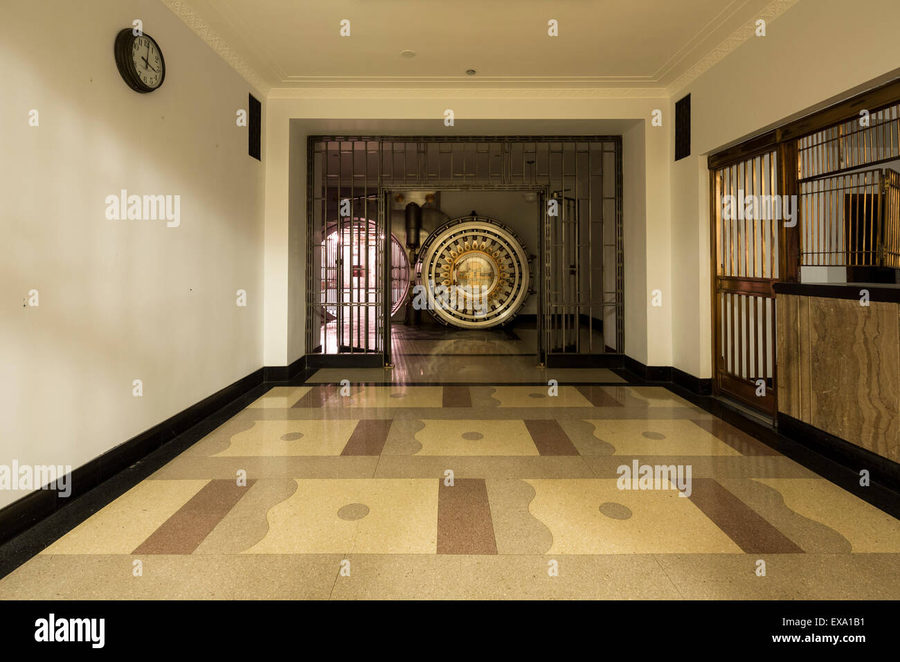 trading vault door, basement, The Chicago Board of Trade Building, Chicago, IL, USA Stock Photo