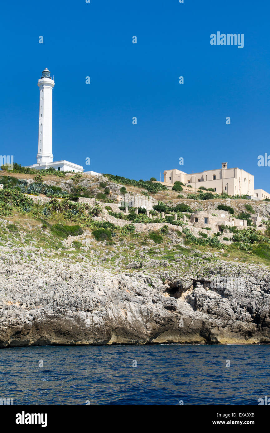 the white lighthouse of Santa Maria di Leuca, Italy Stock Photo