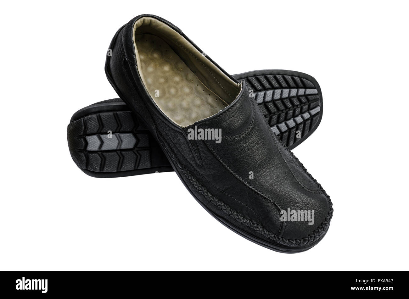 black leather shoes isolated on white background Stock Photo - Alamy