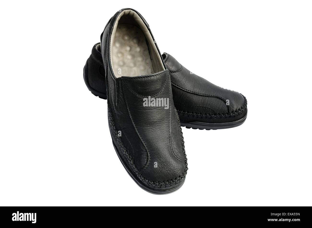 black leather shoes isolated on white background Stock Photo