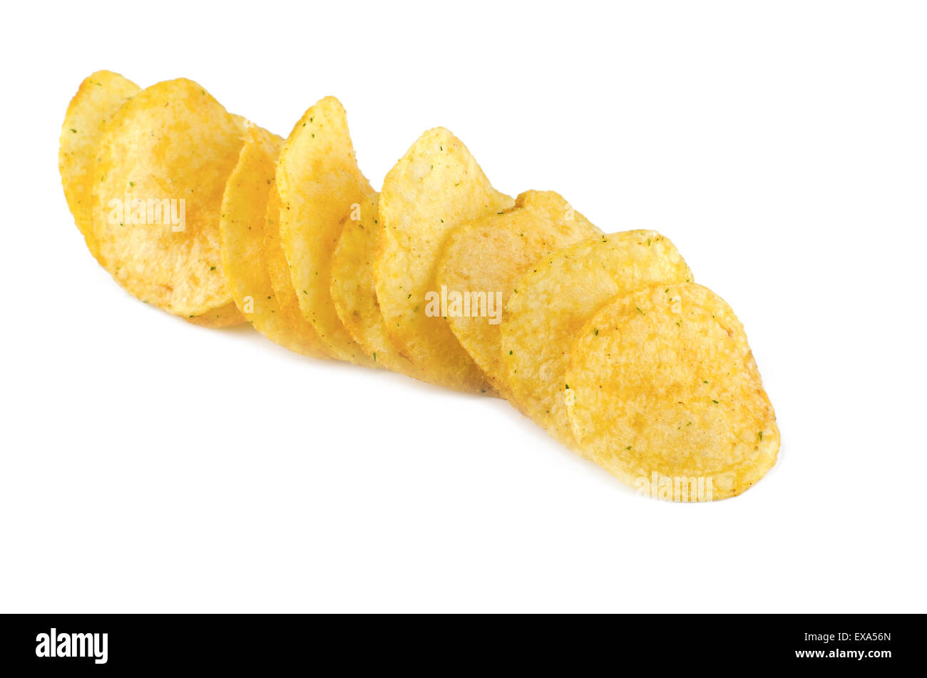 Fried potato chips isolate on white background Stock Photo