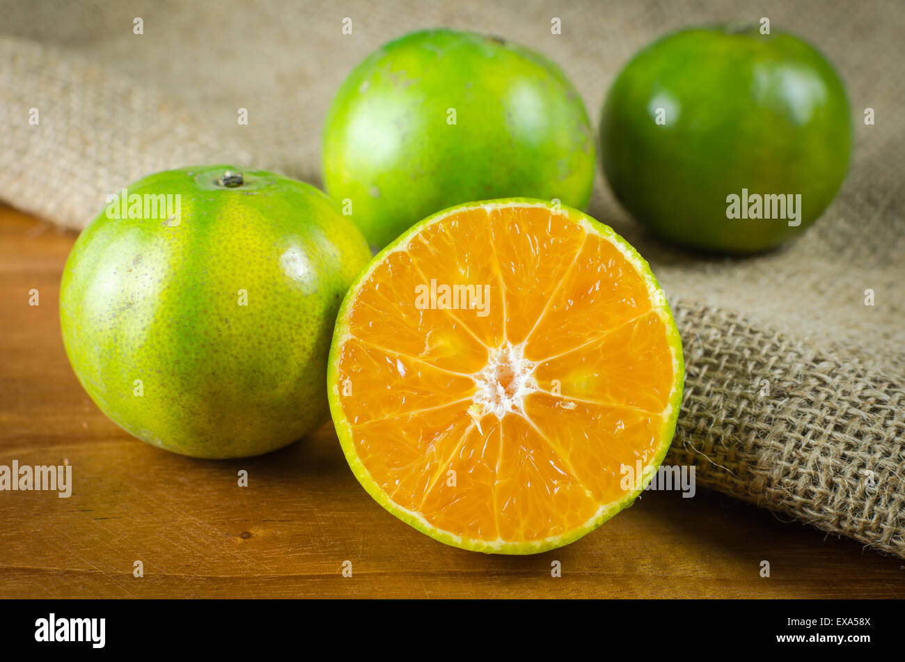 mandarin orange,Tangerines, sweet green thai orange ripe fruit for a healthy feed Stock Photo