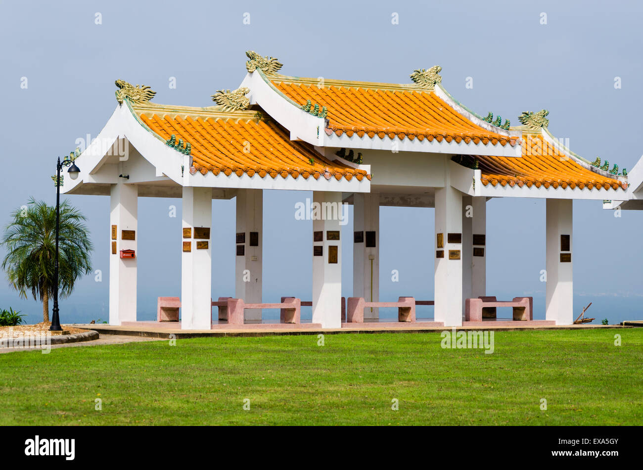 Chinese style pavilion was built on the mountain. Stock Photo