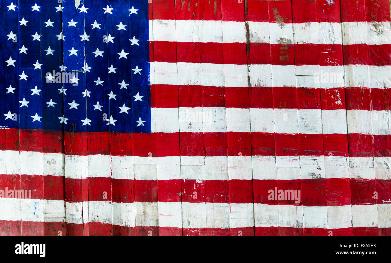 USA, American flag painted on old wood plank background Stock Photo - Alamy