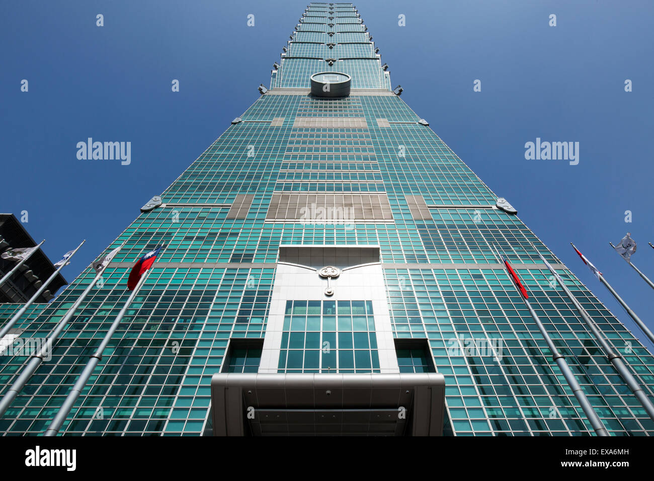 Taiwan, Taipei, Exterior view of Taipei 101 building, one of the tallest building in the world at 509 meters or 1671 feet Stock Photo