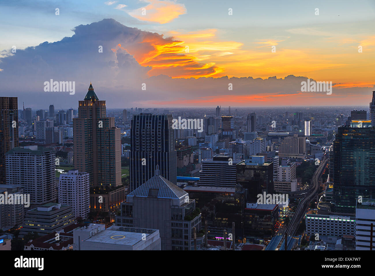 View of Bangkok Skyline at sunset, Thailand Stock Photo - Alamy