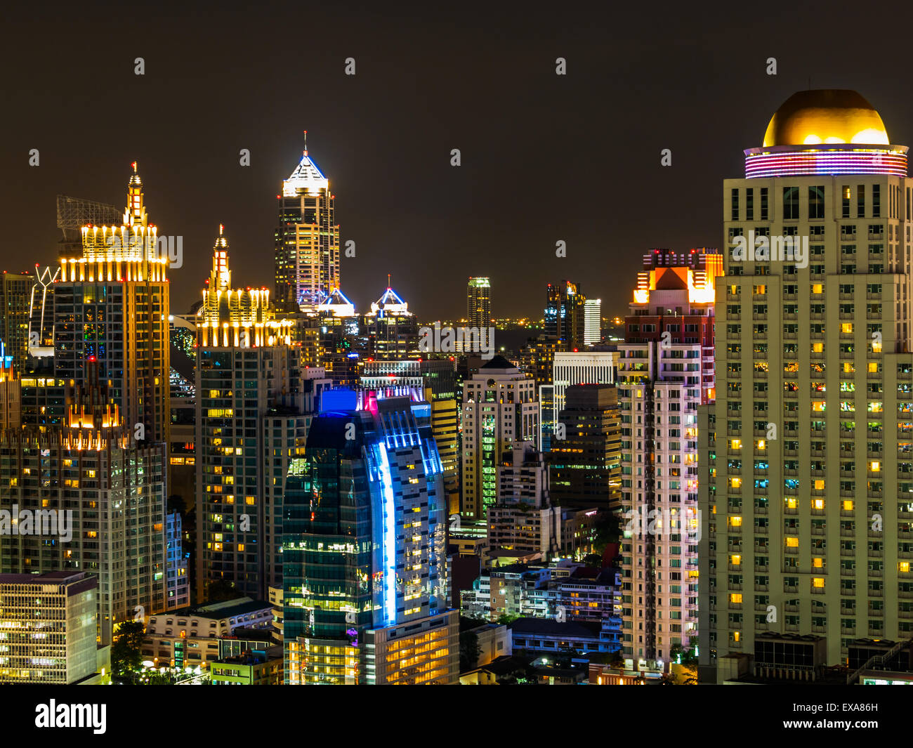 View of Skylines in Bangkok at night, Thailand Stock Photo - Alamy