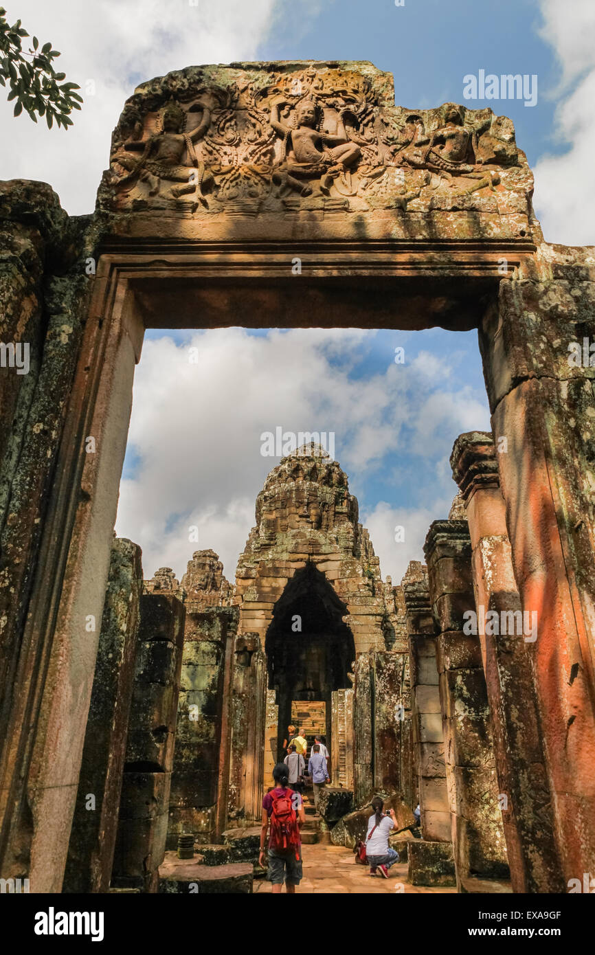 A gate at Bayon temple in Angkor Thom, Siem Reap, Cambodia. Stock Photo
