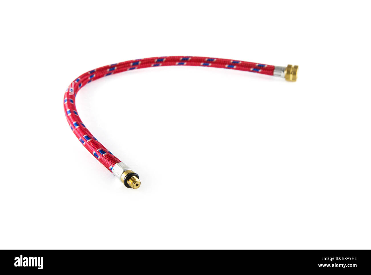 Red bike pump hose on the white background Stock Photo Alamy