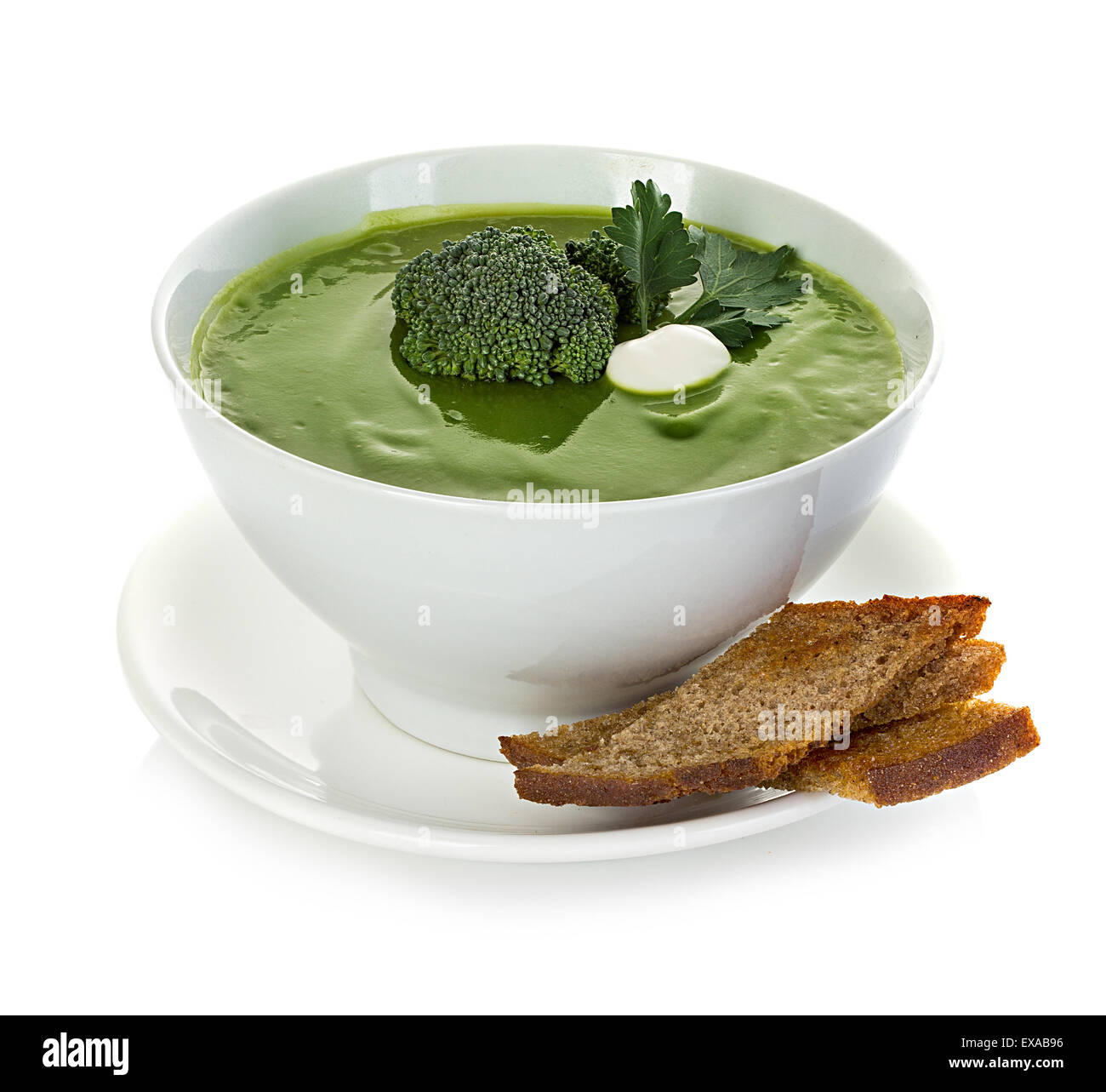 Broccoli cream soup isolated Stock Photo