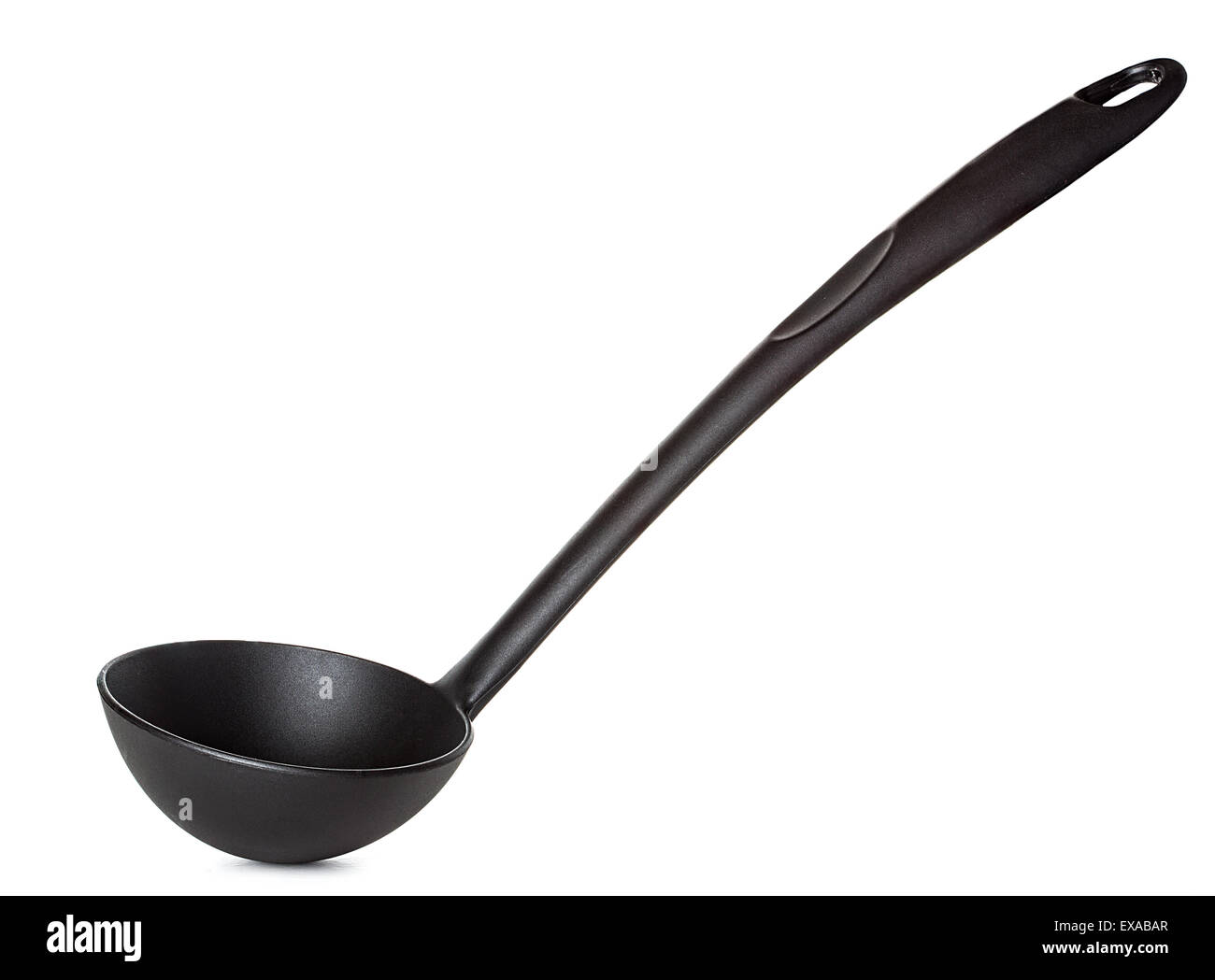 black kitchen ladle isolated on white Stock Photo