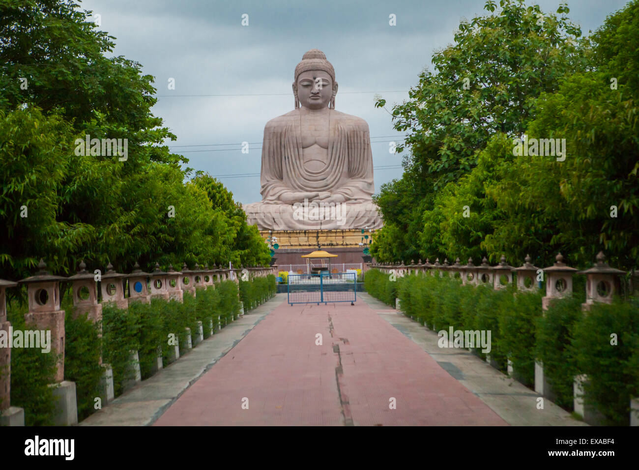 A 64-feet-high Great Buddha statue in a meditation pose, made by artist V. Ganapati Sthapati from 1982 to 1989, located in Bodh Gaya, Bihar, India. Stock Photo