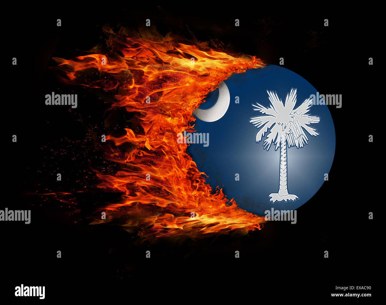 Concept of speed - US state flag with a trail of fire - South Carolina ...
