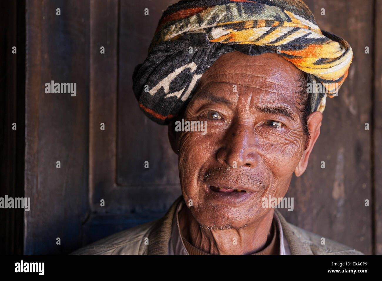 Palaung tribesman, Portrait, Taung Ni Village, Kalaw, Shan State, Myanmar Stock Photo