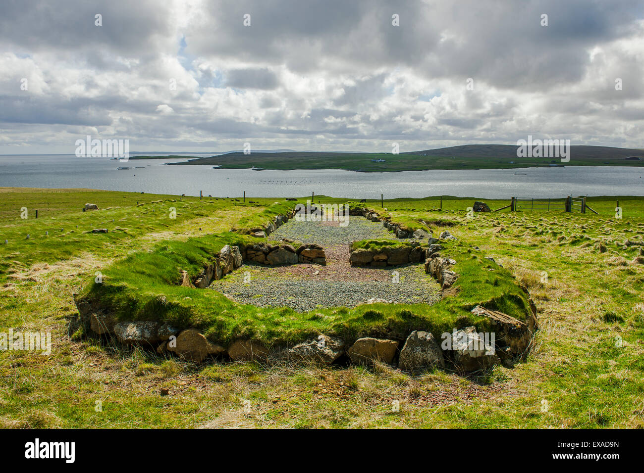 Viking longhouse ruins, excavation, Baltasound, Unst, Shetland Islands