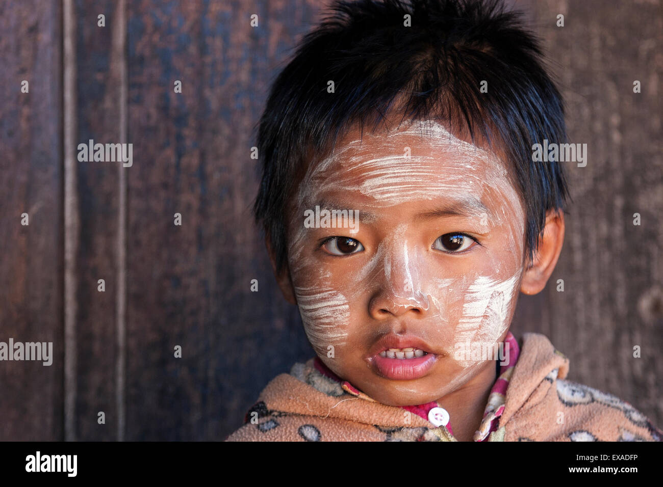 Boy from Palaung tribe, Portrait, Taung Ni Village, Kalaw, Shan State, Myanmar Stock Photo