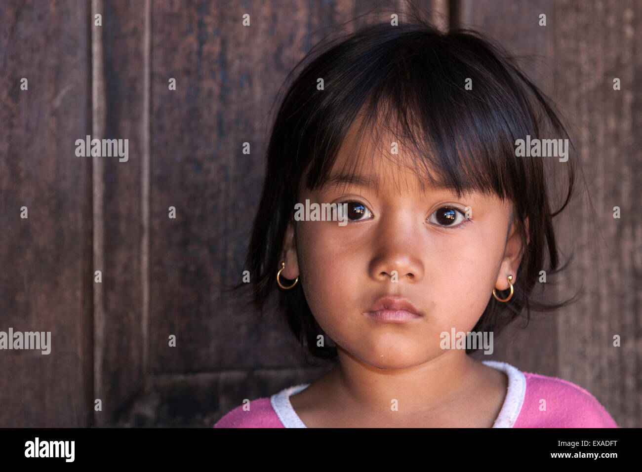 Girls from the Palaung tribe, Portrait, Taung Ni Village, Kalaw, Shan State, Myanmar Stock Photo