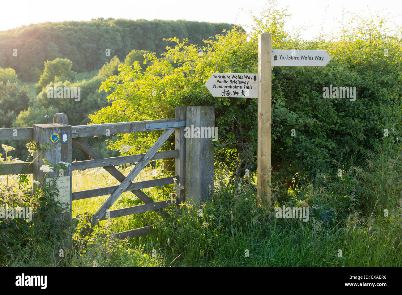 Yorkshire Wolds Way Sign Post Stock Photo