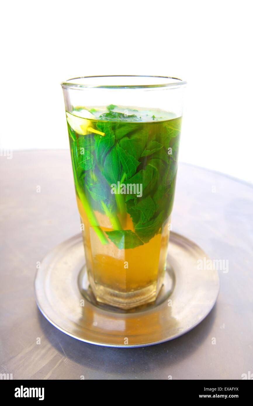 Mint tea, Tangier, Morocco, North Africa, Africa Stock Photo