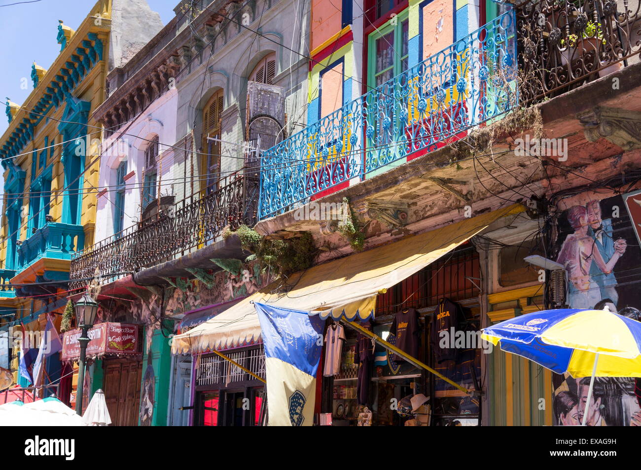 La Boca district, known for its vibrant colours, restaurants and the tango, Buenos Aires, Argentina, South America Stock Photo