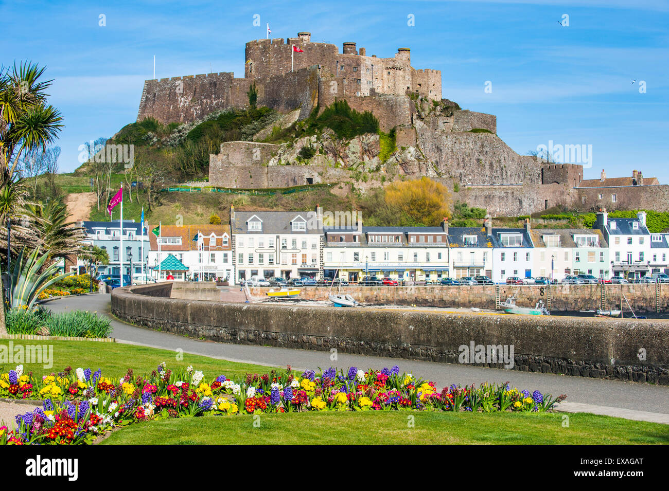 The town of Mont Orgueil and its castle, Jersey, Channel Islands, United  Kingdom, Europe Stock Photo - Alamy