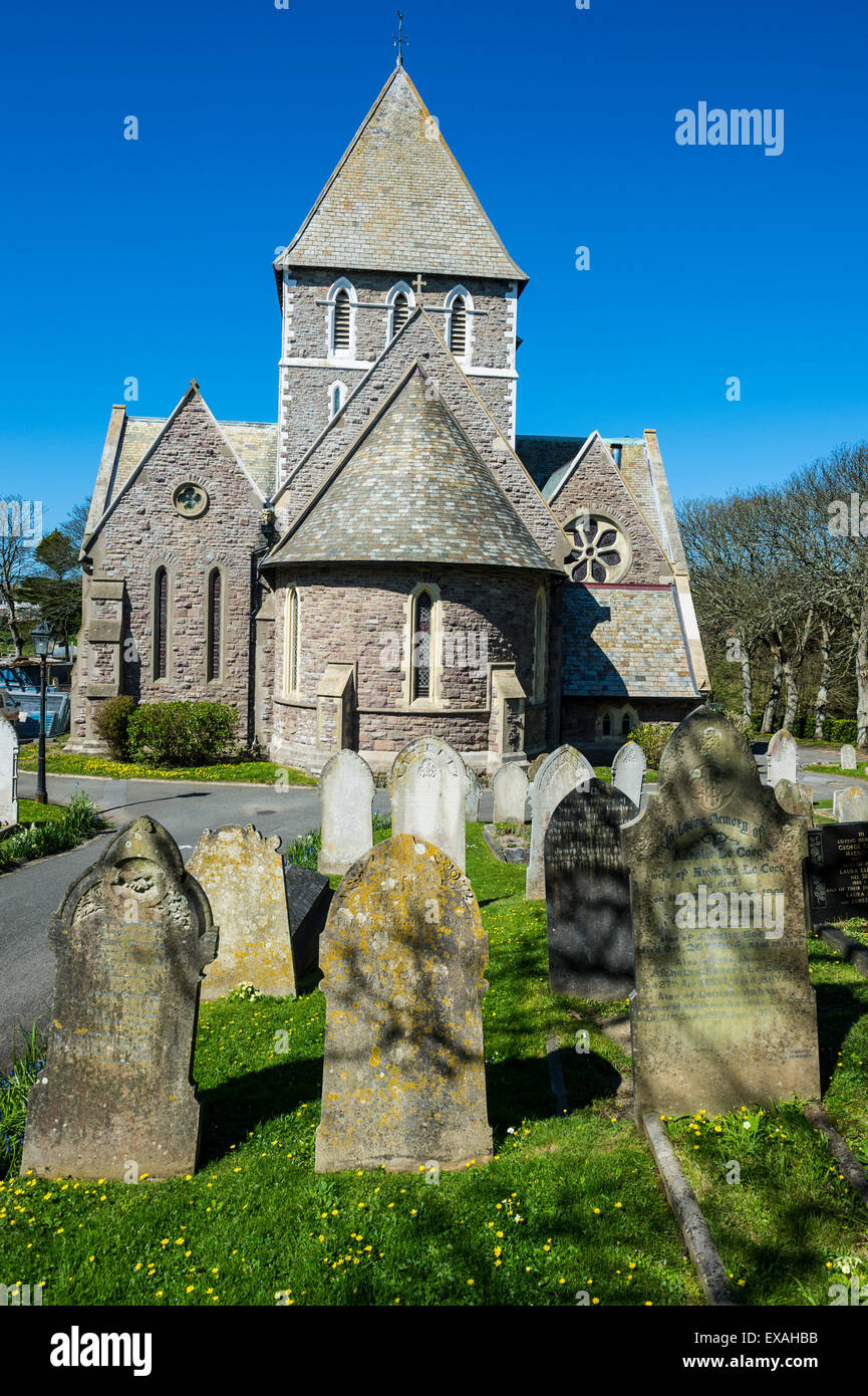 The church of St. Anne, Alderney, Channel Islands, United Kingdom, Europe Stock Photo