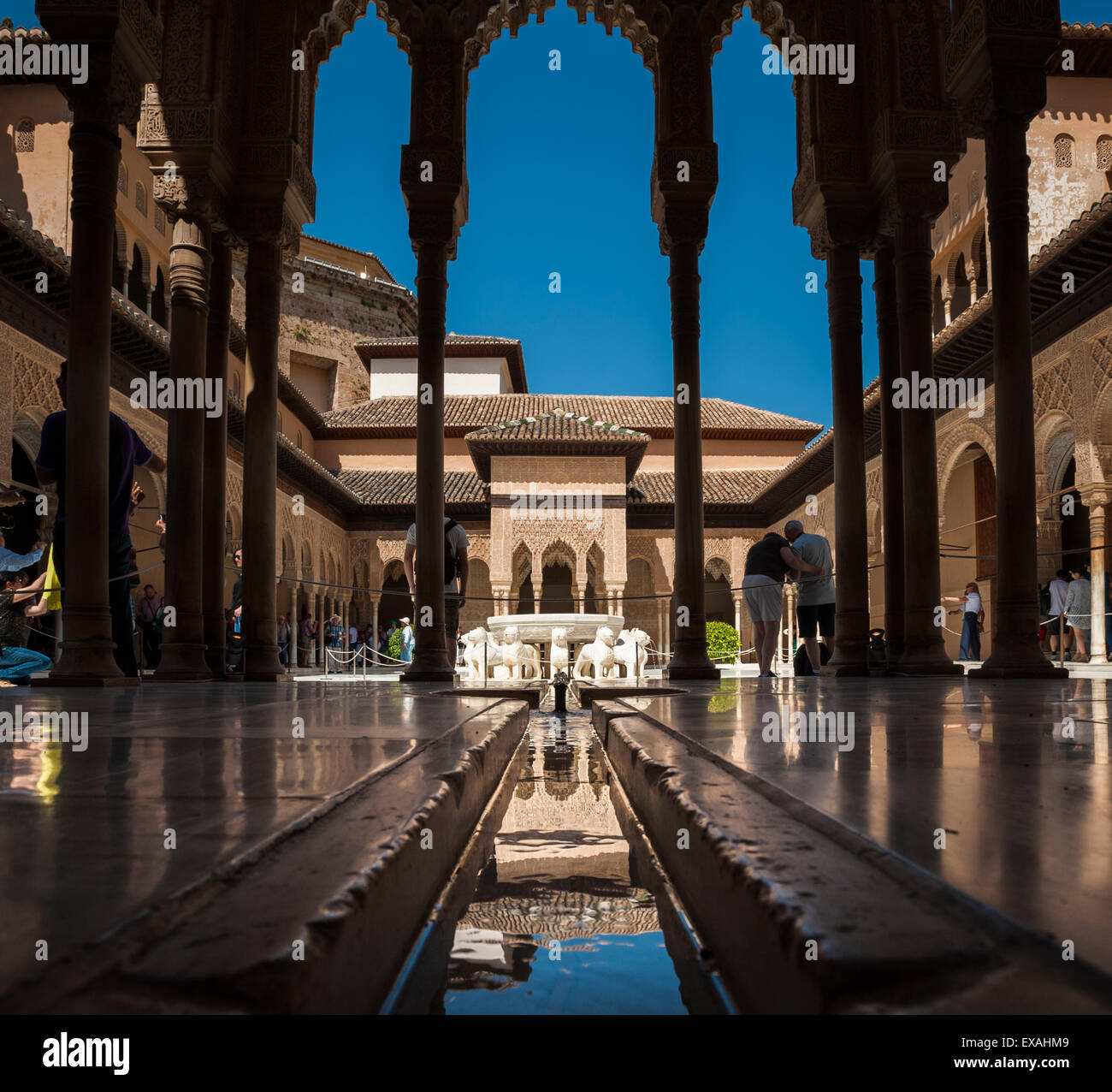 Court of the Lions, Alhambra, UNESCO World Heritage Site, Granada, Province of Granada, Andalusia, Spain, Europe Stock Photo