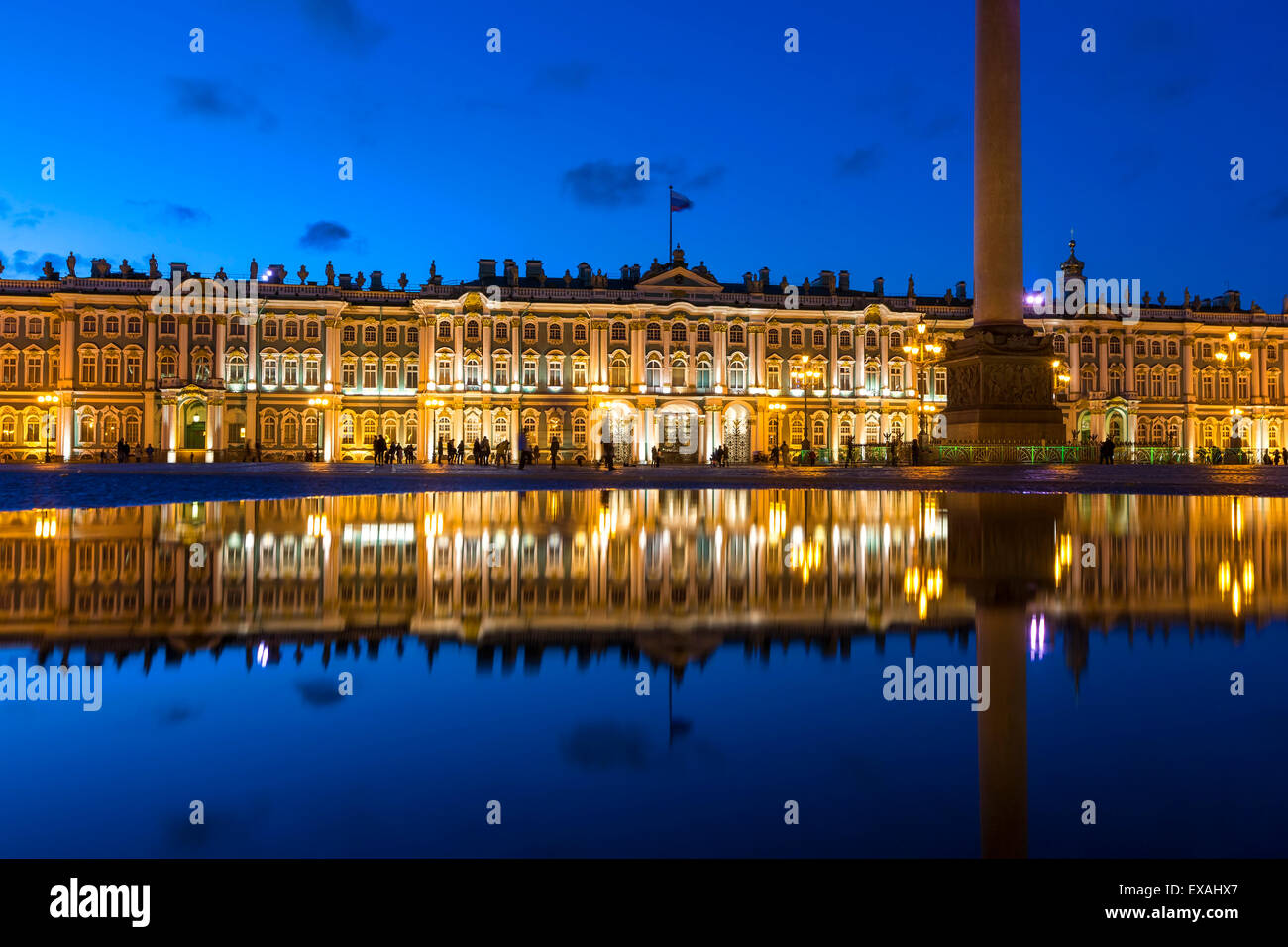 Alexander Column and the Hermitage, Winter Palace, Palace Square, UNESCO World Heritage Site, St. Petersburg, Russia, Europe Stock Photo