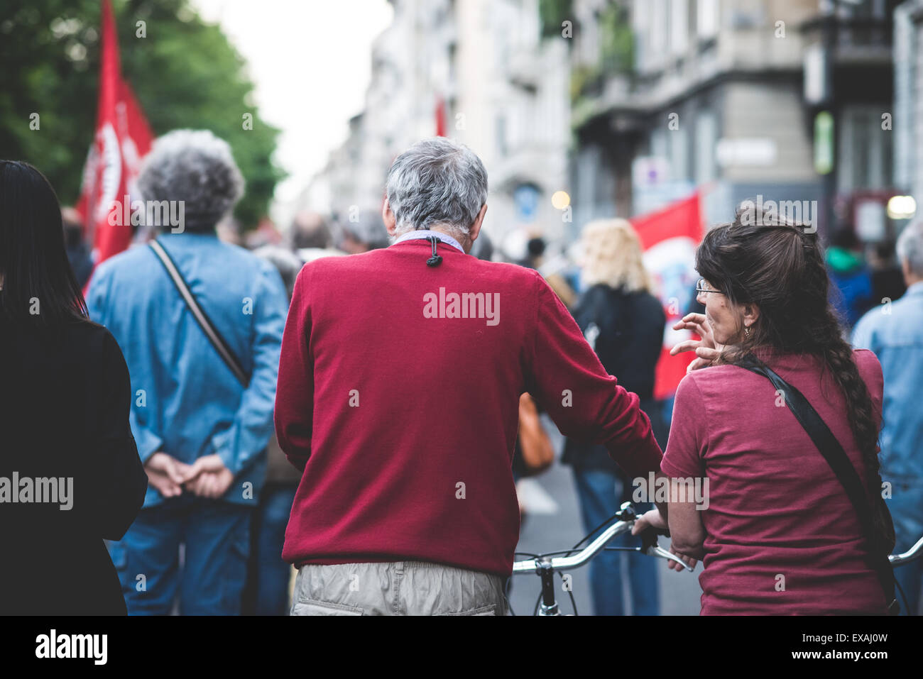 MILAN, ITALY - APRIL 29: Manifestation against fascism and nazism in Milan on 29 April 2014. People took the streets in Milan to protest against neo nazis and fascists groups present in Milan Stock Photo