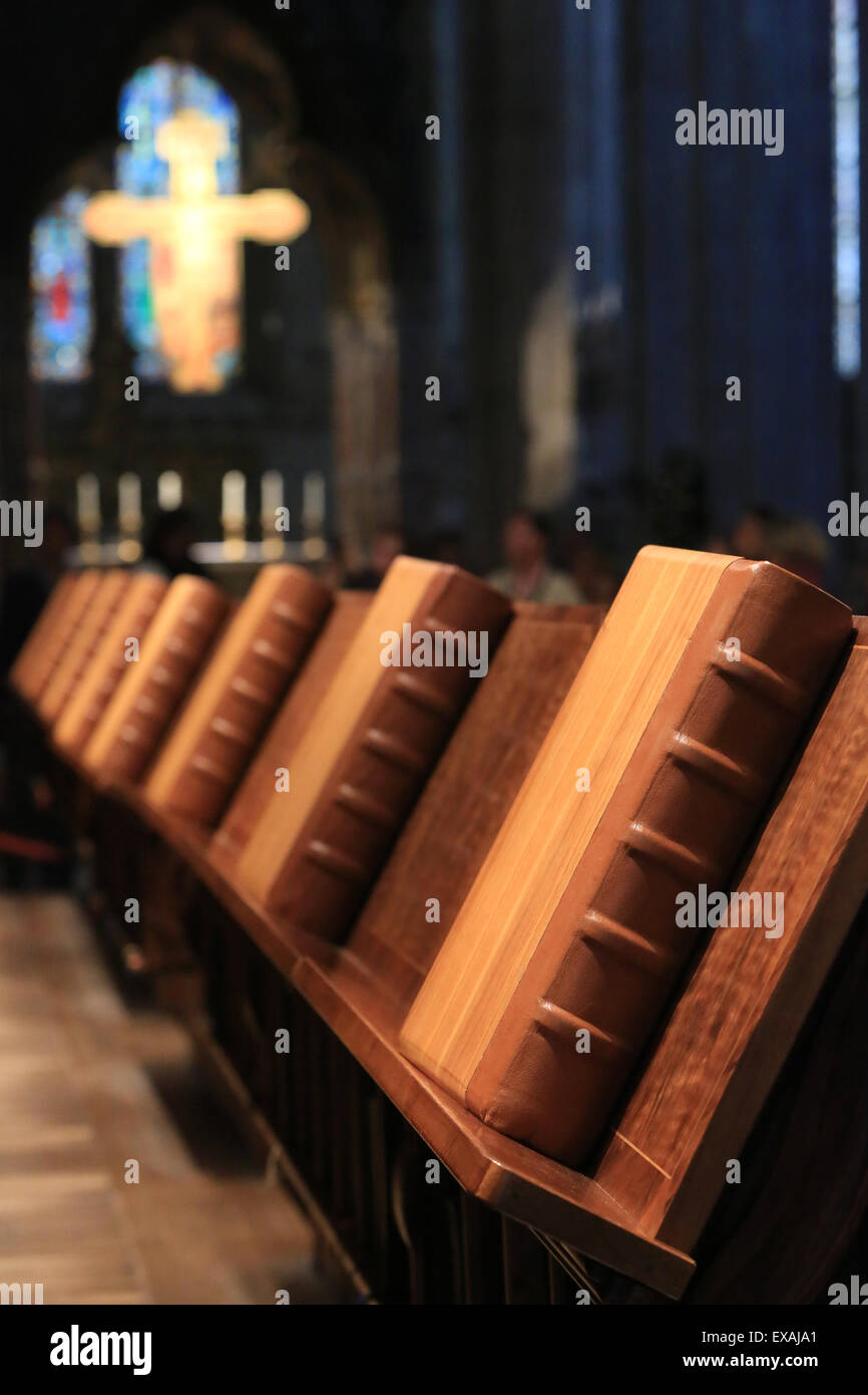 Choir stalls, Antiphonary, Heiligenkreuz Abbey, Vienna, Austria, Europe Stock Photo