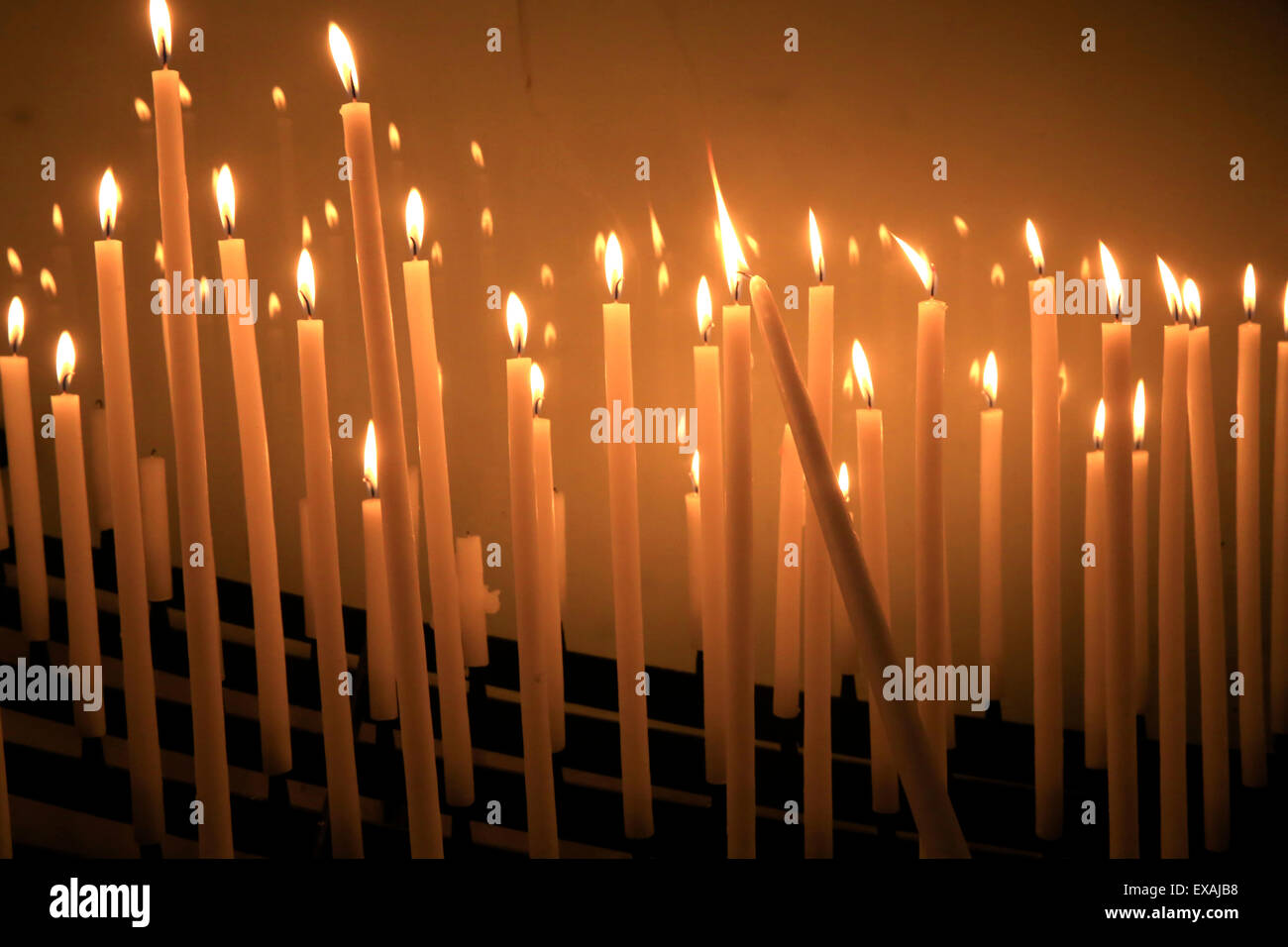 Candles, Sacred Heart Basilica, Paray-le-Monial, Saone-et-Loire, Burgundy, France, Europe Stock Photo