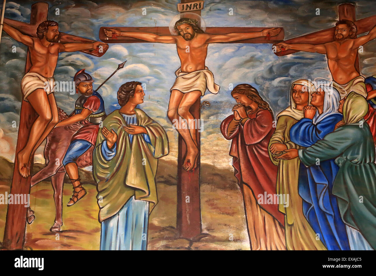 The Crucifixion of Jesus, St. Peter and Paul Cathedral, Aneho, Togo, West Africa, Africa Stock Photo