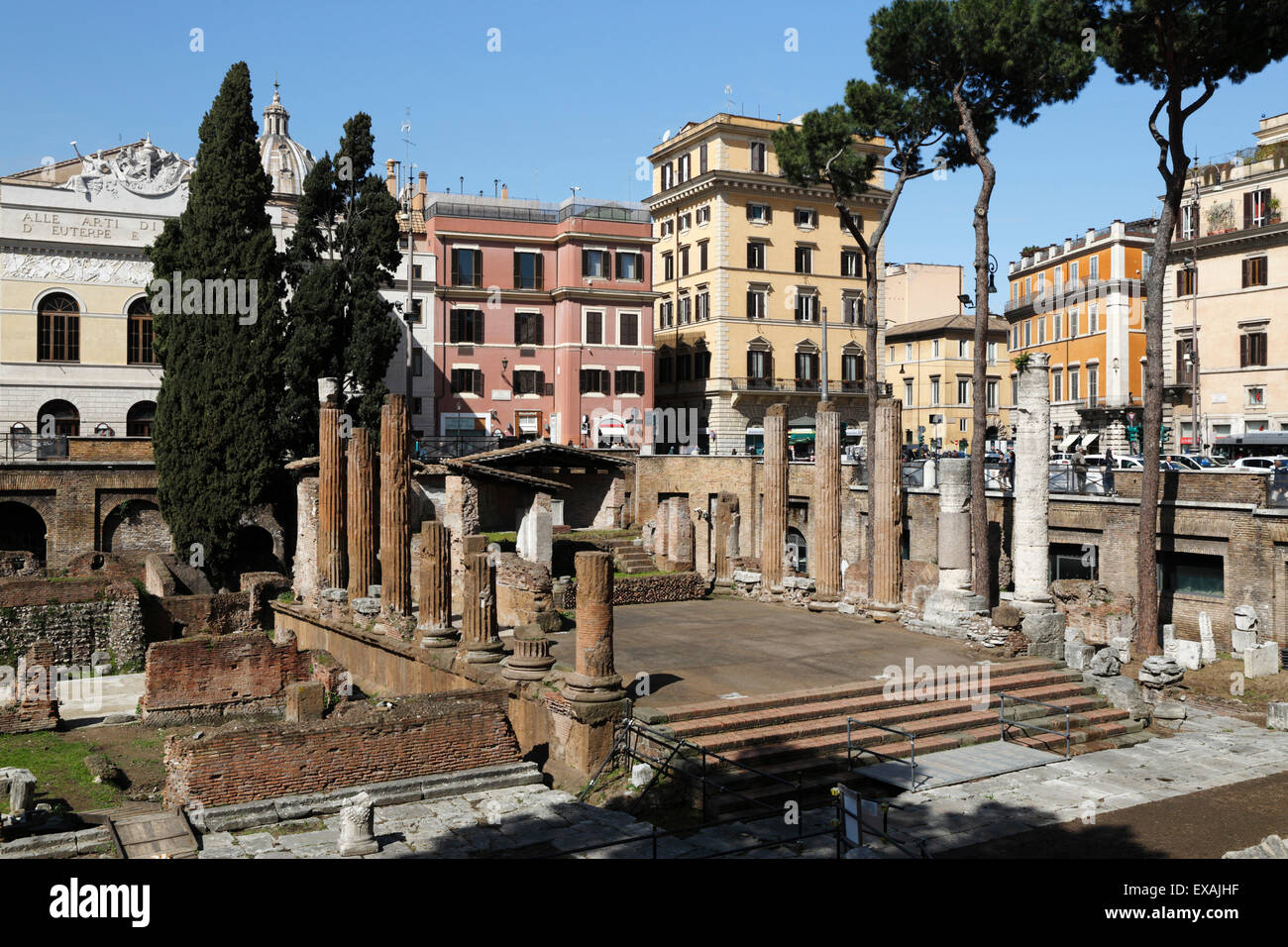 Roman ruins in the Sacred Area (Area Sacra) of Largo Argentina, Rome, Lazio, Italy, Europe Stock Photo