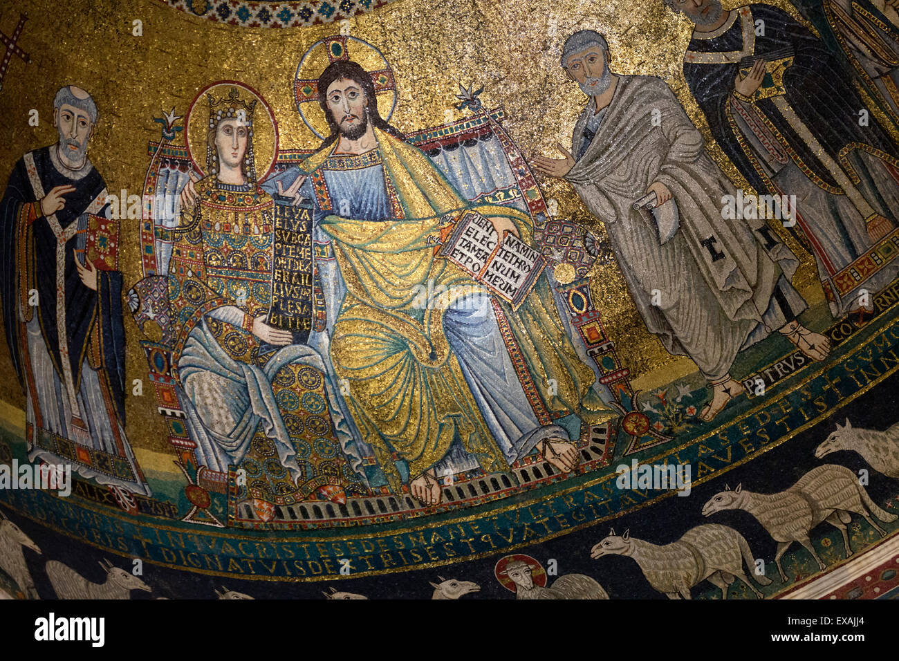 Mosaics inside the church of Santa Maria in Trastevere, Piazza Santa Maria in Trastevere, Rome, Lazio, Italy, Europe Stock Photo