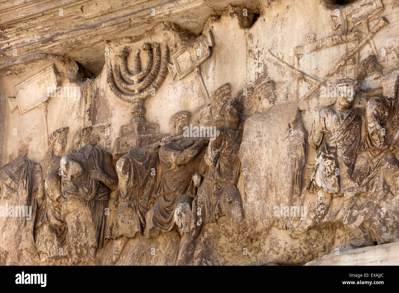 Basrelief on Arch of Titus showing menorah taken from the Temple of