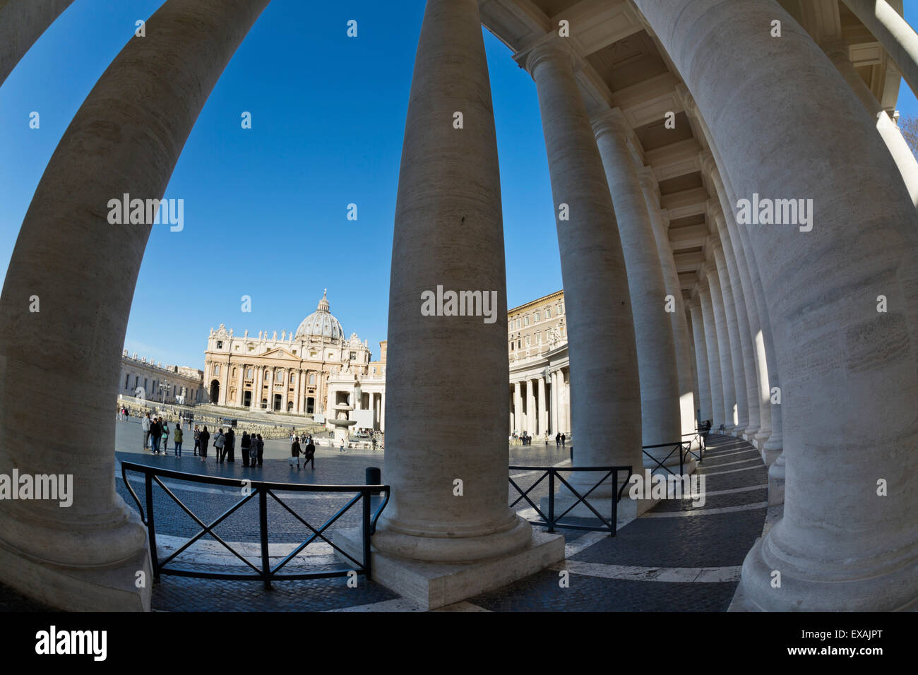 S.t Peter's Basilica and the colonnades of St. Peter's Square (Piazza San Pietro), UNESCO Site, Vatican City, Rome, Lazio, Italy Stock Photo