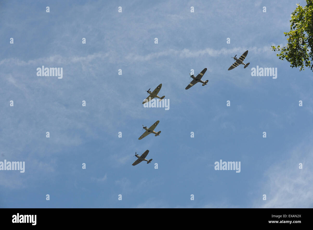 Battle of Britain Memorial Flight 75th anniversary flyby over Buckingham Palace Stock Photo
