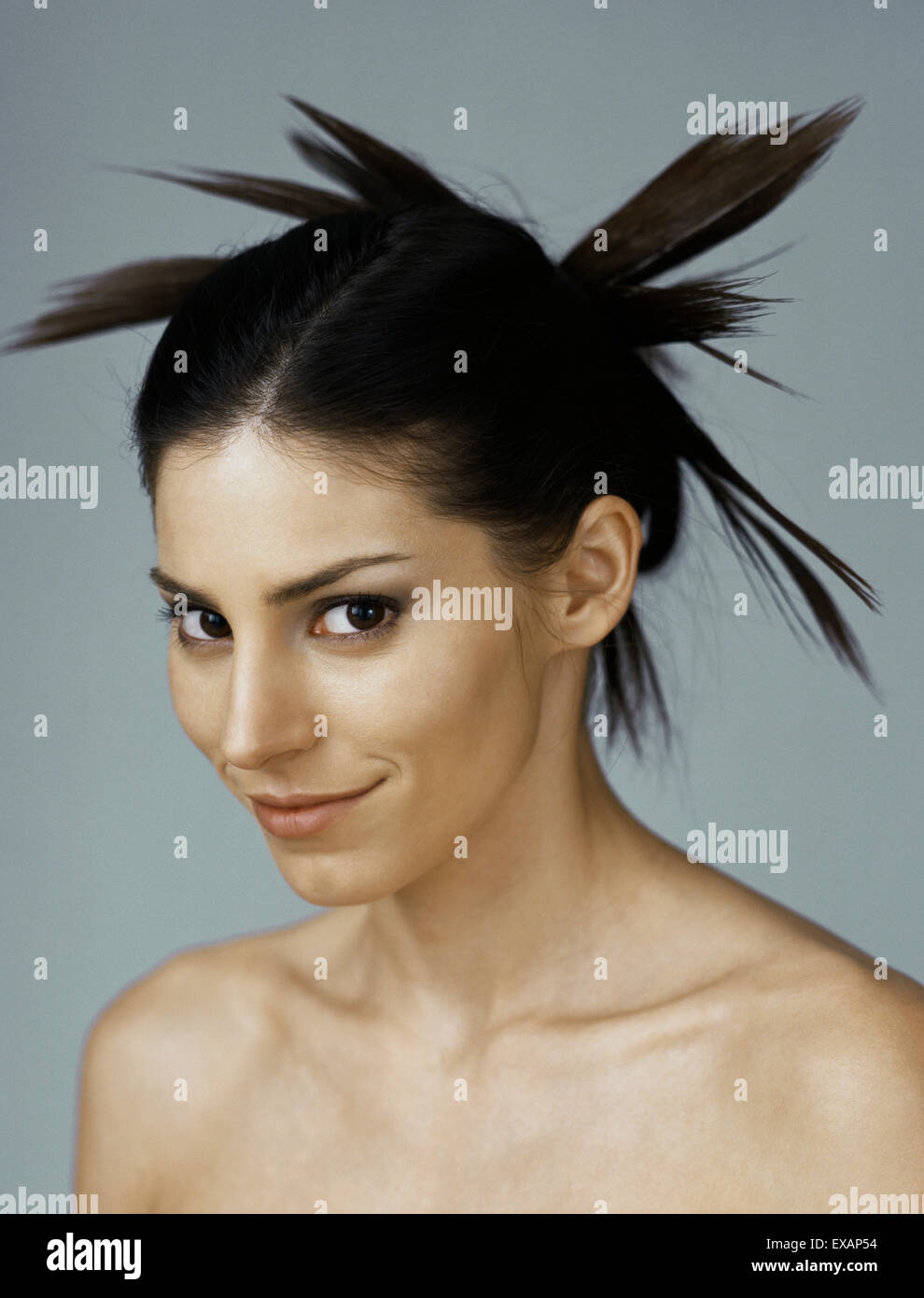 Young Woman With Spiky Hairstyle Portrait Stock Photo 85059440